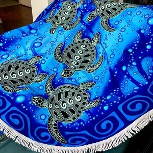 COPY - Vibrant Blue Sea Turtle Beach towel